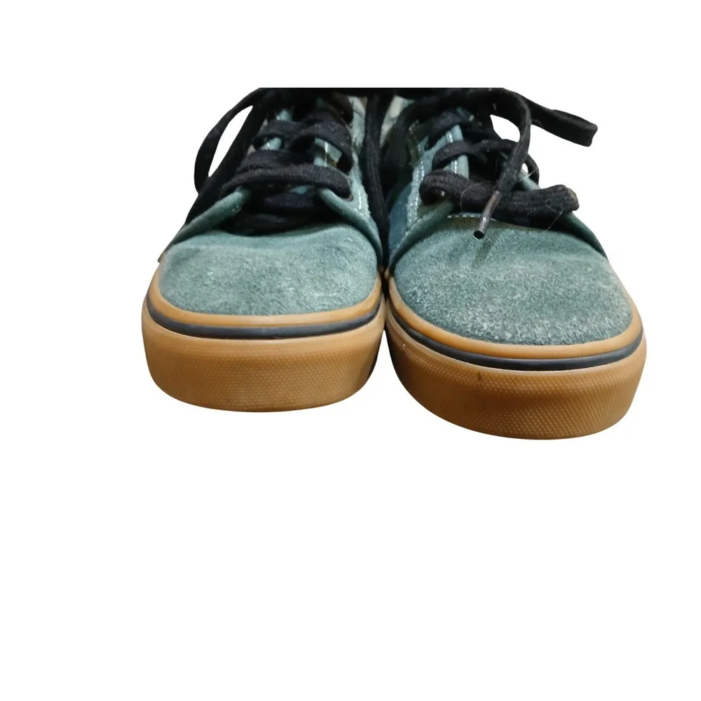 Vans Youth 13.5 Pro Skate Shoes Green Suede Canvas Gum Sole Low Top Sneakers